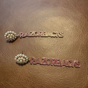 Razorbacks Pearl and Red Earrings
